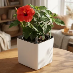 flower pot with water level indicator