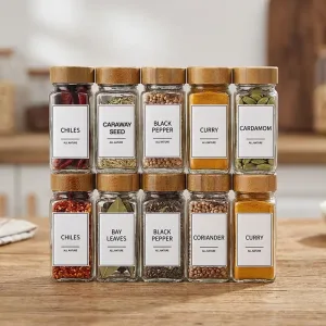 spice jars with bamboo lids