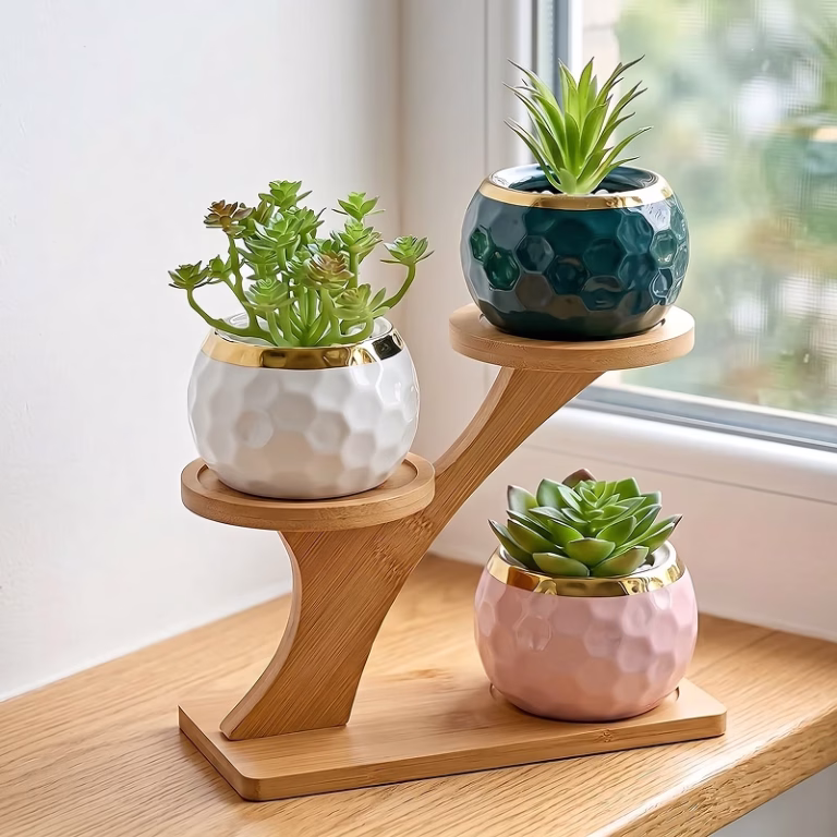 bamboo plant pot stand, bamboo plant holder, bamboo planter stand