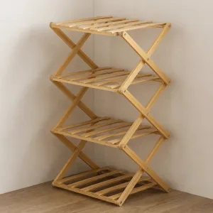 Houten opvouwbaar schoenenopbergrek
