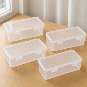 Set van 4 transparante opbergdozen voor kunstbenodigdheden en kantoorartikelen