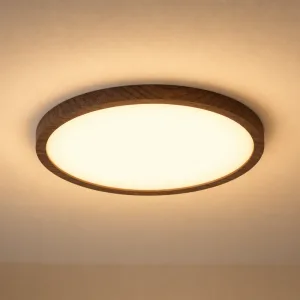 Minimalistische houten ring kroonluchter met vlakke montage en verstelbare led-plafondverlichting